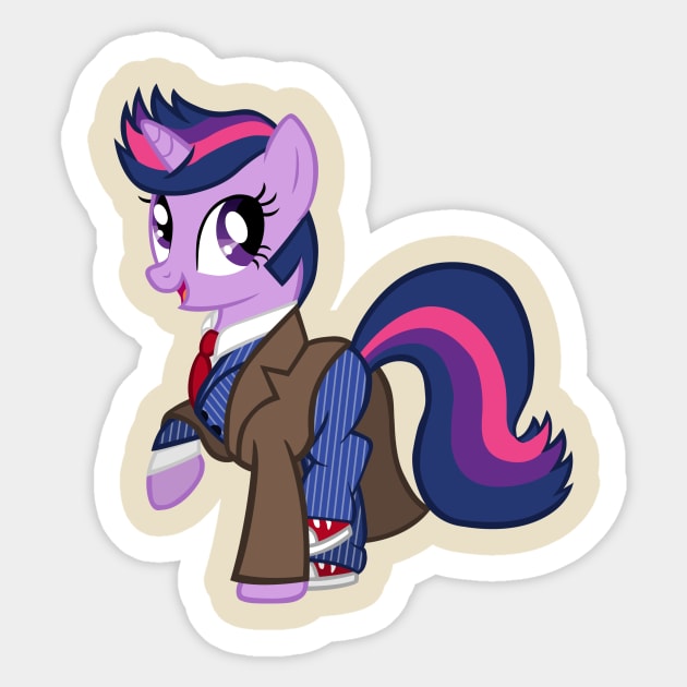 Twilight Sparkle as the 10th Doctor Sticker by CloudyGlow